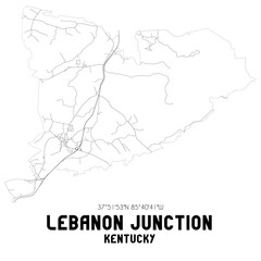 Lebanon Junction Kentucky. US street map with black and white lines.