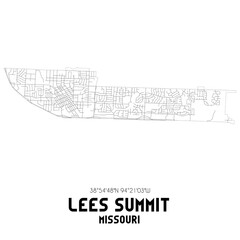 Lees Summit Missouri. US street map with black and white lines.
