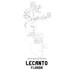 Lecanto Florida. US street map with black and white lines.