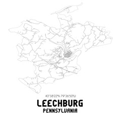 Fototapeta na wymiar Leechburg Pennsylvania. US street map with black and white lines.