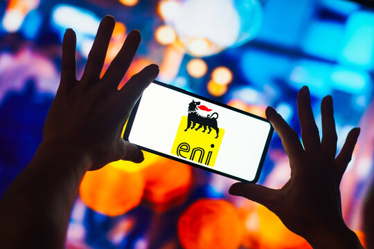October 18, 2022, Brazil. In this photo illustration, the Eni (Ente Nazionale Idrocarburi) logo is displayed on a smartphone screen.