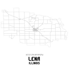 Lena Illinois. US street map with black and white lines.