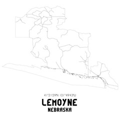Lemoyne Nebraska. US street map with black and white lines.