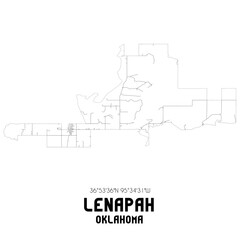 Lenapah Oklahoma. US street map with black and white lines.