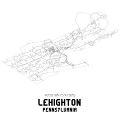 Lehighton Pennsylvania. US street map with black and white lines.