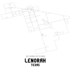 Lenorah Texas. US street map with black and white lines.