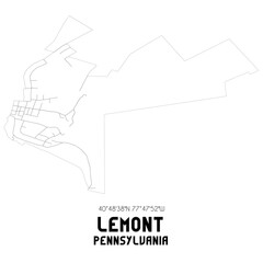 Lemont Pennsylvania. US street map with black and white lines.