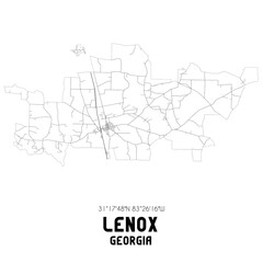 Lenox Georgia. US street map with black and white lines.