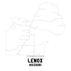 Obraz premium Lenox Missouri. US street map with black and white lines.