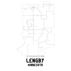 Lengby Minnesota. US street map with black and white lines.