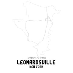 Leonardsville New York. US street map with black and white lines.