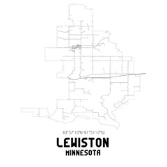 Lewiston Minnesota. US street map with black and white lines.