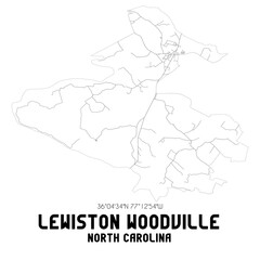 Lewiston Woodville North Carolina. US street map with black and white lines.