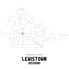Lewistown Missouri. US street map with black and white lines.