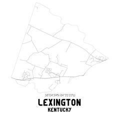 Lexington Kentucky. US street map with black and white lines.