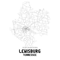 Lewisburg Tennessee. US street map with black and white lines.