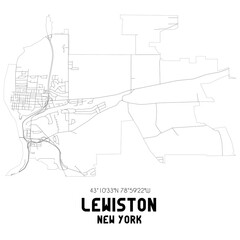 Lewiston New York. US street map with black and white lines.