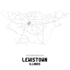Lewistown Illinois. US street map with black and white lines.
