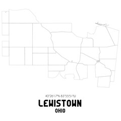 Lewistown Ohio. US street map with black and white lines.