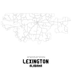 Lexington Alabama. US street map with black and white lines.