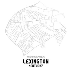Lexington Kentucky. US street map with black and white lines.