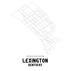 Lexington Kentucky. US street map with black and white lines.