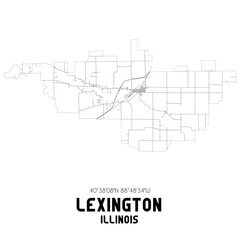 Lexington Illinois. US street map with black and white lines.