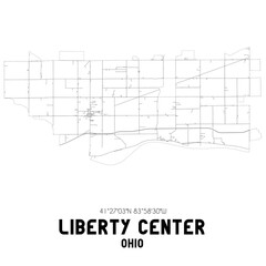 Liberty Center Ohio. US street map with black and white lines.