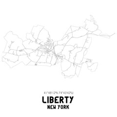 Liberty New York. US street map with black and white lines.