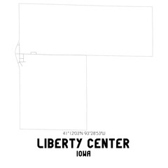 Liberty Center Iowa. US street map with black and white lines.