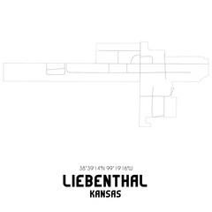 Liebenthal Kansas. US street map with black and white lines.