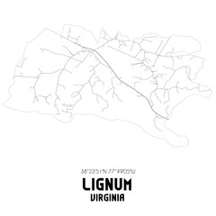 Lignum Virginia. US street map with black and white lines.