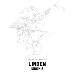 Linden Virginia. US street map with black and white lines.