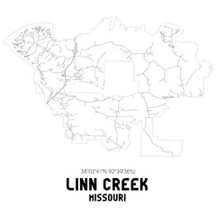 Linn Creek Missouri. US street map with black and white lines.
