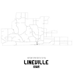Lineville Iowa. US street map with black and white lines.