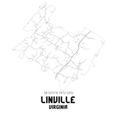 Linville Virginia. US street map with black and white lines.