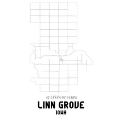 Linn Grove Iowa. US street map with black and white lines.