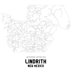 Lindrith New Mexico. US street map with black and white lines.
