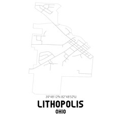 Lithopolis Ohio. US street map with black and white lines.
