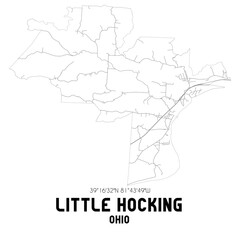 Little Hocking Ohio. US street map with black and white lines.