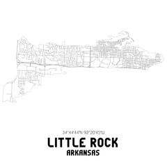Little Rock Arkansas. US street map with black and white lines.