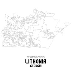 Lithonia Georgia. US street map with black and white lines.