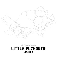 Little Plymouth Virginia. US street map with black and white lines.