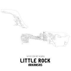 Little Rock Arkansas. US street map with black and white lines.