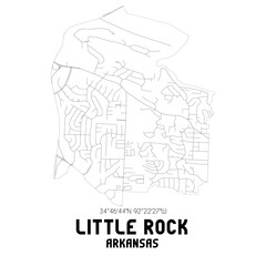 Little Rock Arkansas. US street map with black and white lines.