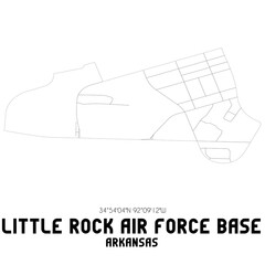 Little Rock Air Force Base Arkansas. US street map with black and white lines.
