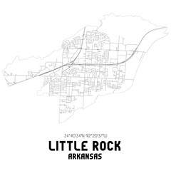 Little Rock Arkansas. US street map with black and white lines.