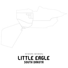 Little Eagle South Dakota. US street map with black and white lines.