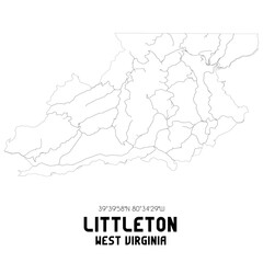 Littleton West Virginia. US street map with black and white lines.
