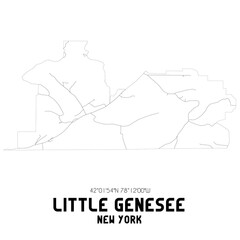 Little Genesee New York. US street map with black and white lines.